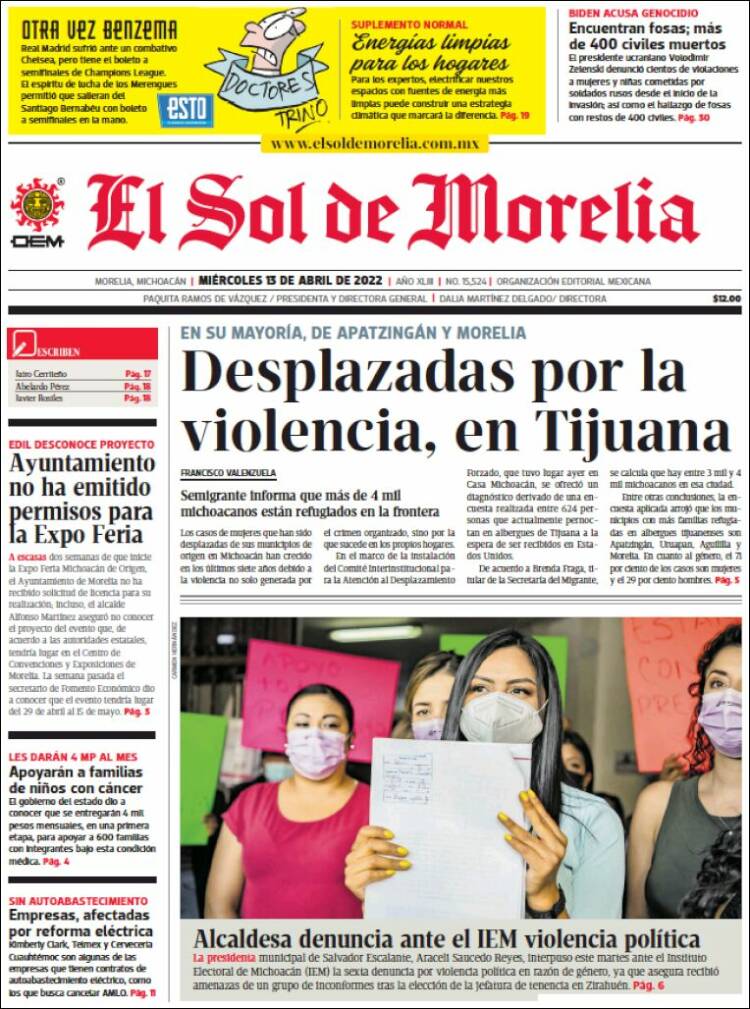 Periódico El Sol de Morelia (México). Periódicos de México. Edición de