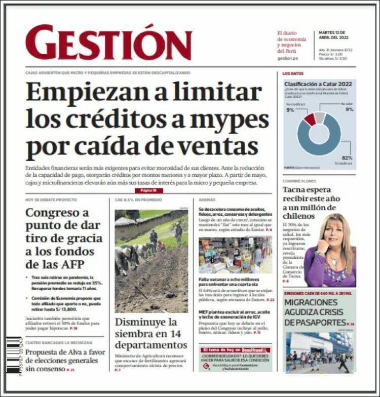 Portada de Diario Gestión (Perú)