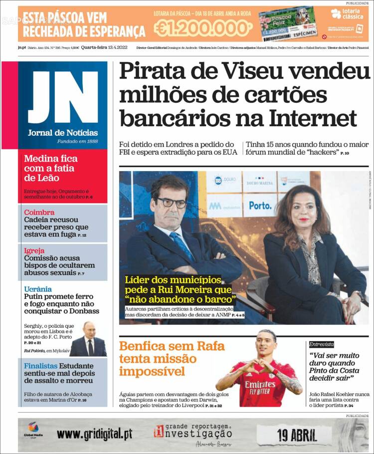 Portada de Jornal de Notícias (Portugal)