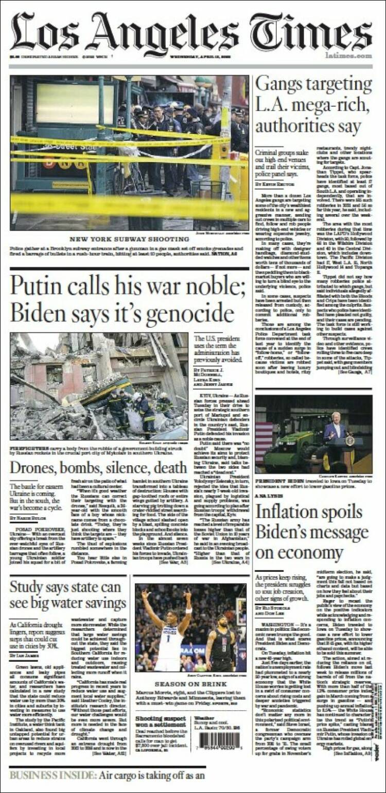 Portada de Los Angeles Times (USA)