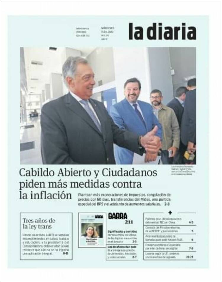 Portada de La Diaria (Uruguay)