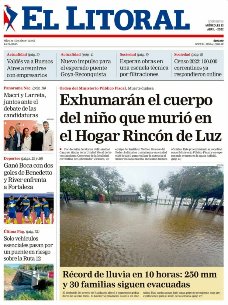 Portada de El Litoral Corrientes (Argentina)