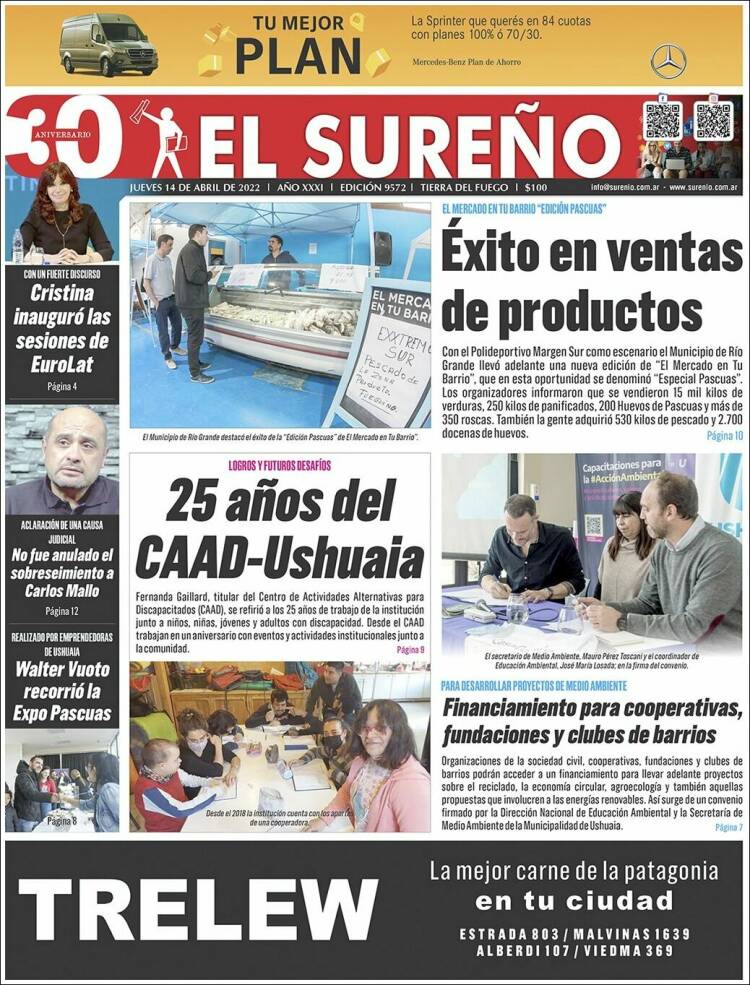 Portada de Diario El Sureño (Argentina)