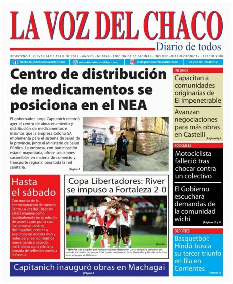 Portada de La Voz del Chaco (Argentina)