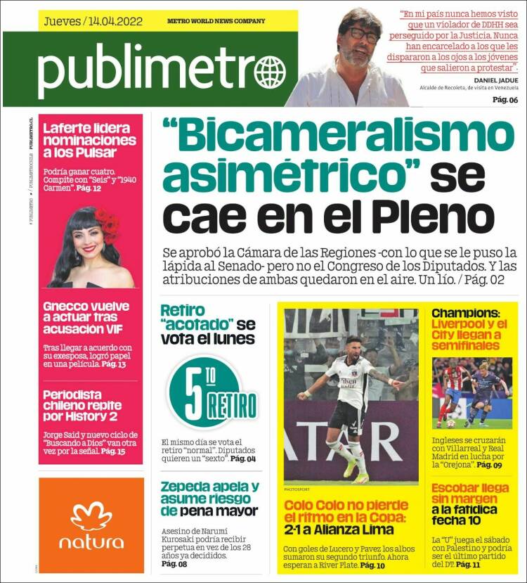 Portada de Publimetro (Chile)