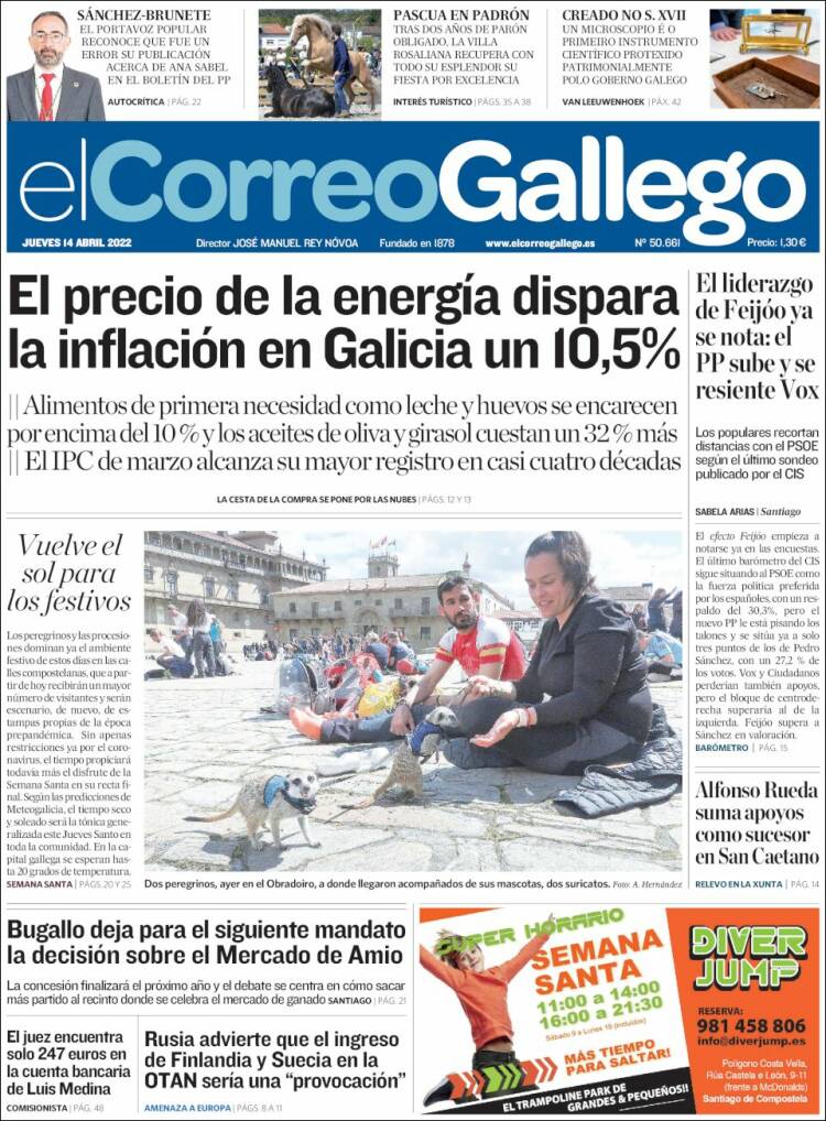 Portada de El Correo Gallego (España)