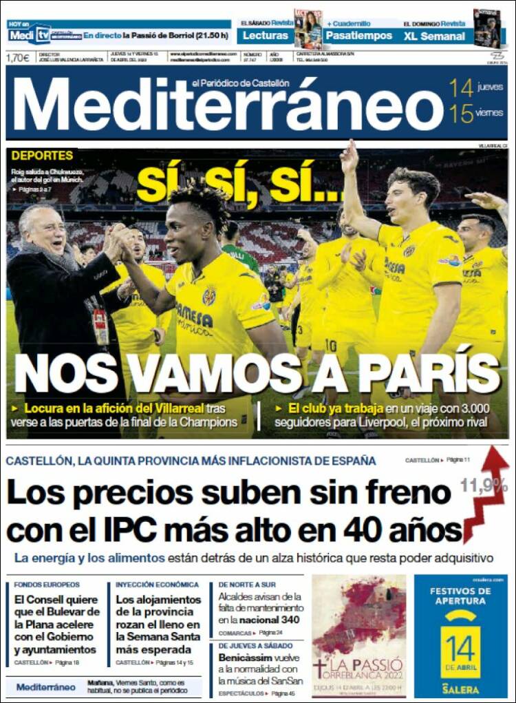 Portada de El Periódico Mediterraneo (España)