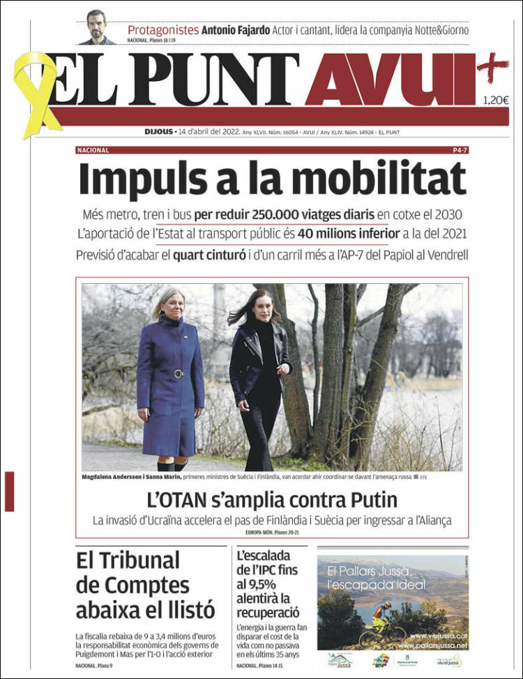 Portada de El Punt Avui (España)