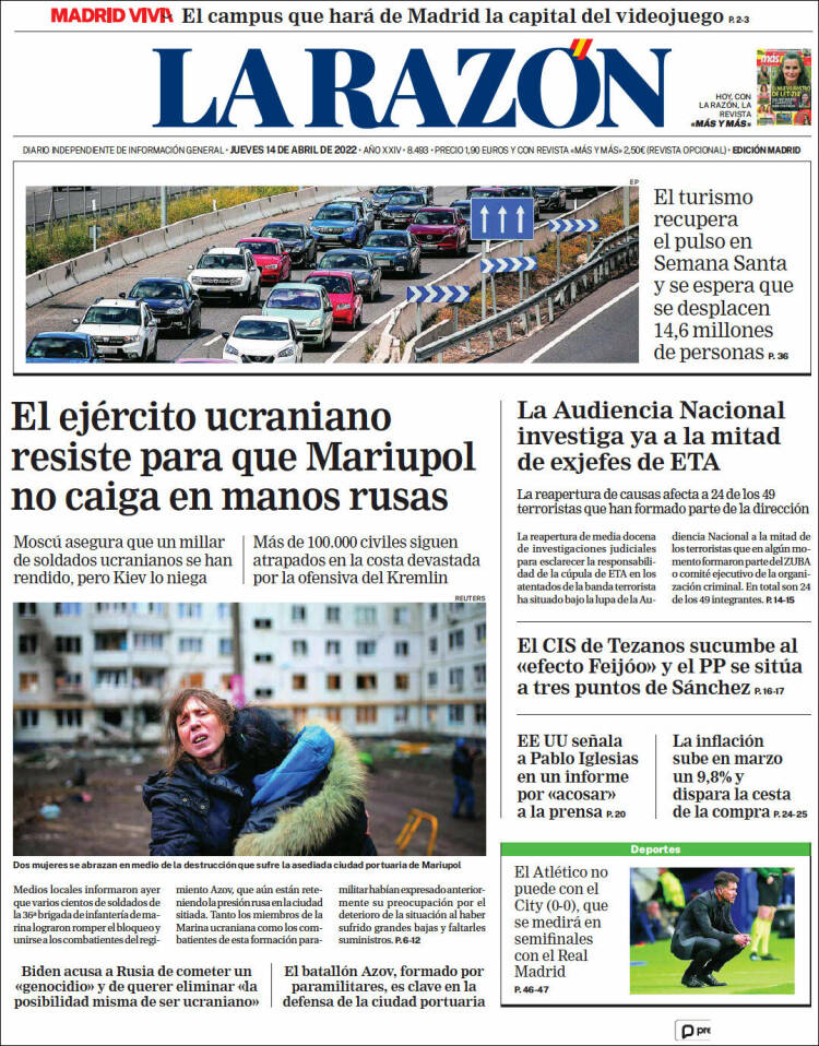 Portada de La Razón (España)