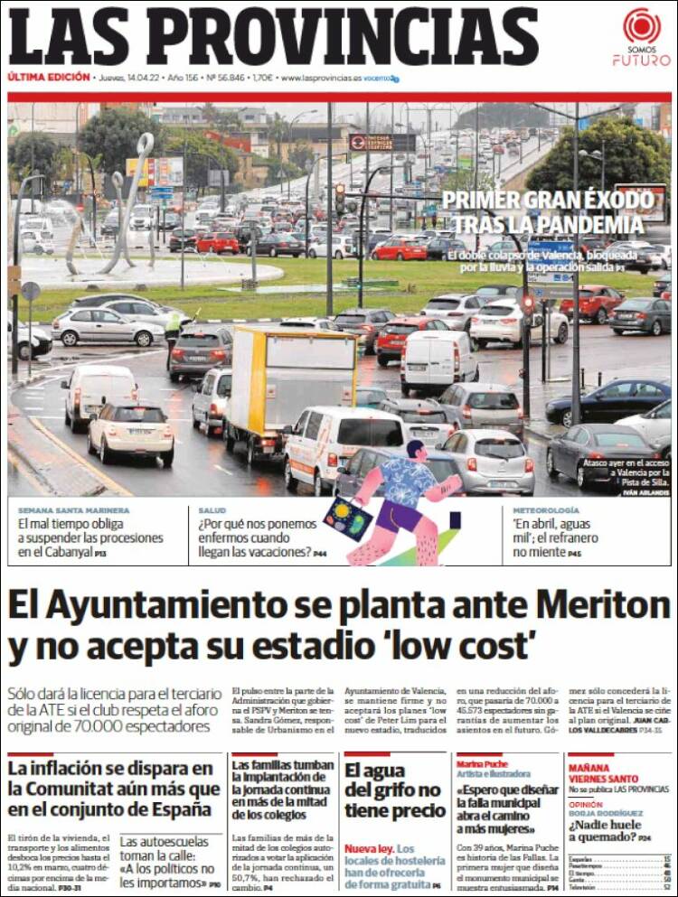 Portada de Las Provincias (España)
