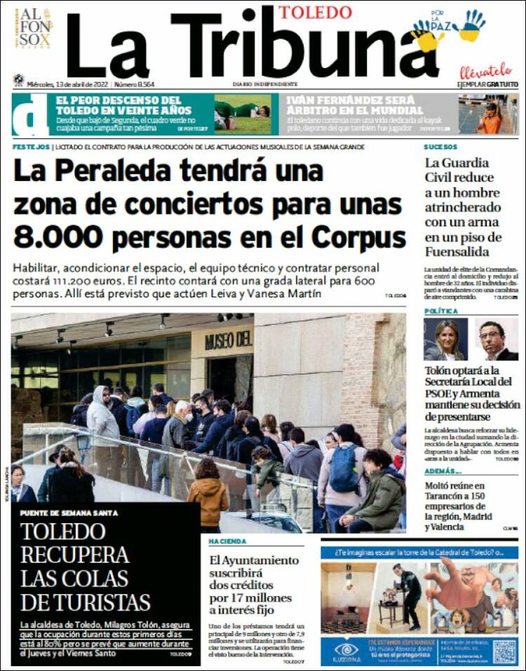 Portada de La Tribuna de Toledo (España)