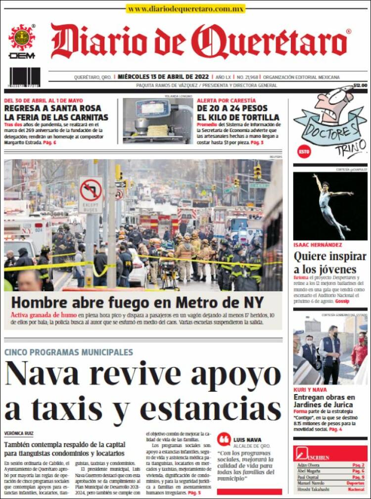 Portada de Diario de Querétaro (Mexique)