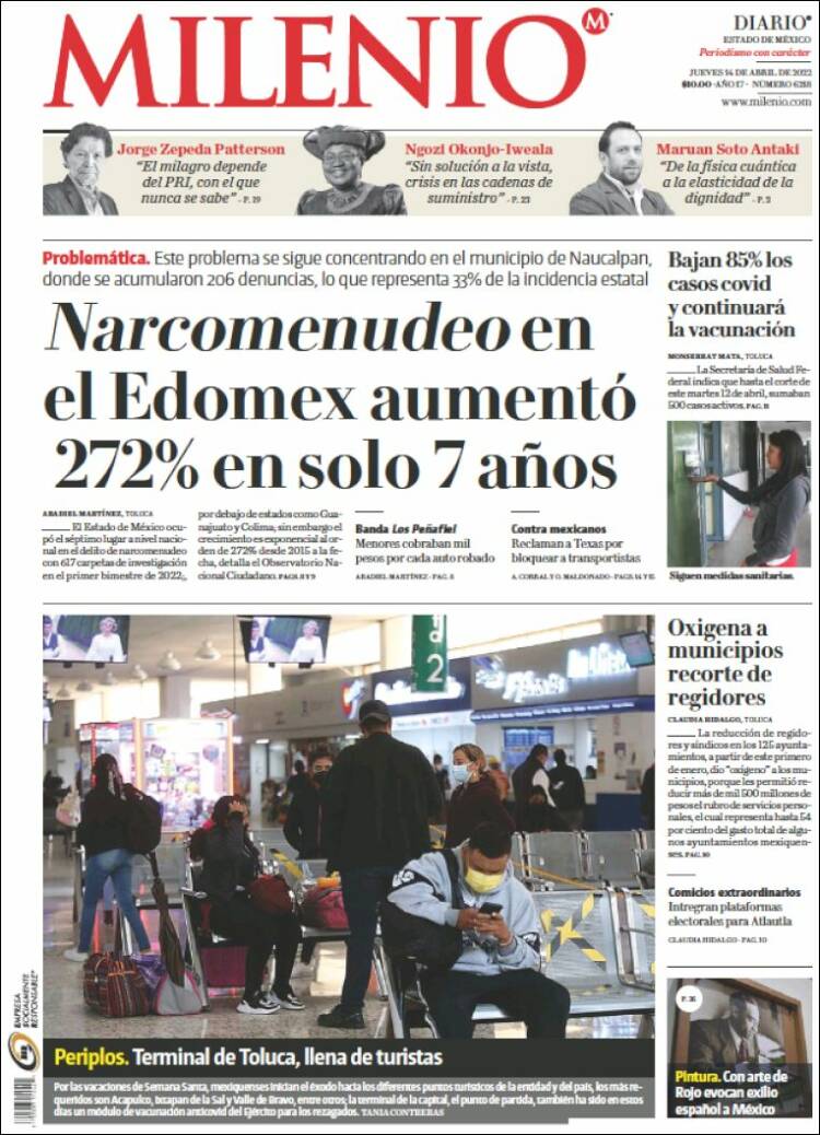 Portada de Milenio - Estado de México (México)