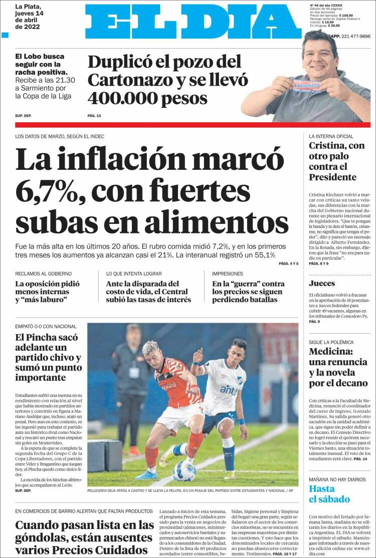 Portada de El Día de la Plata (Argentina)