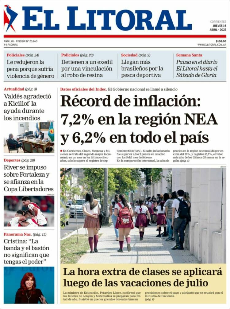 Portada de El Litoral Corrientes (Argentina)