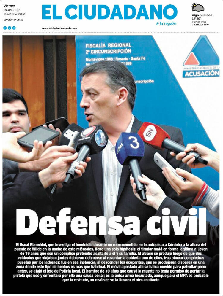 Portada de Diario El Ciudadano (Argentina)
