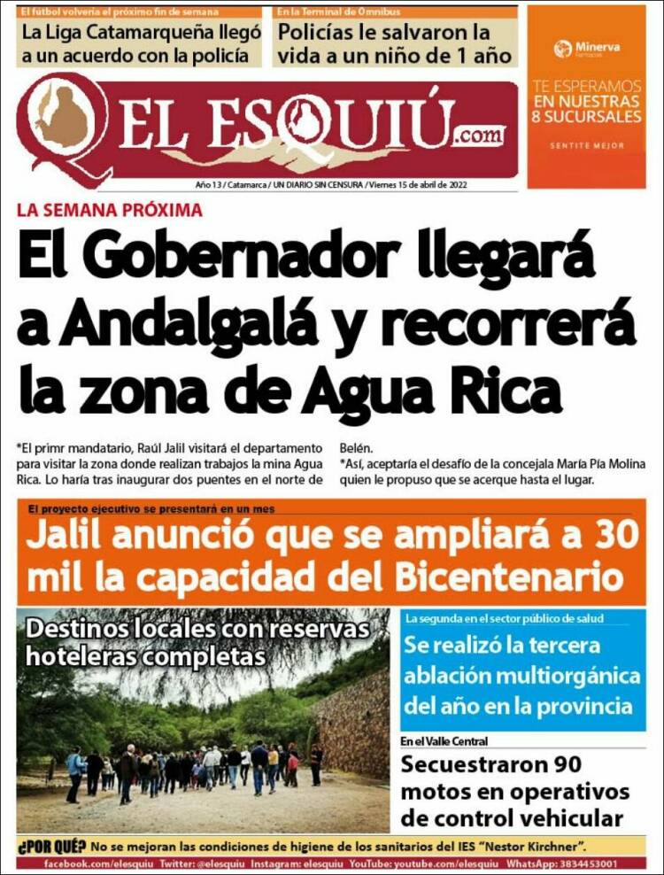 Portada de El Esquiu (Argentina)
