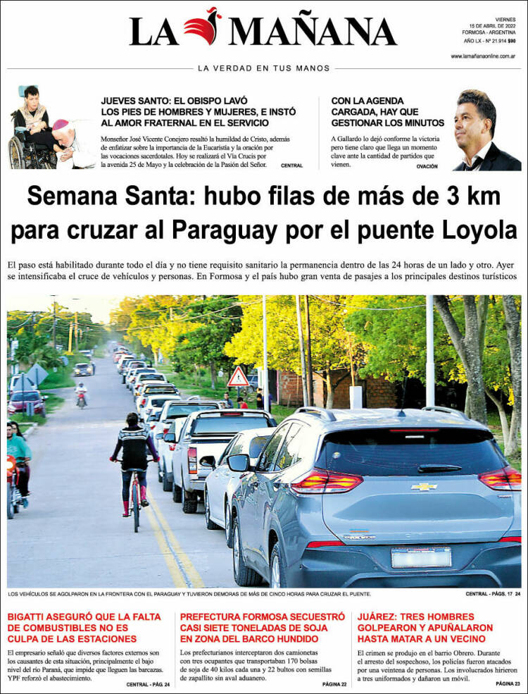 Portada de Diario La Mañana (Argentina)