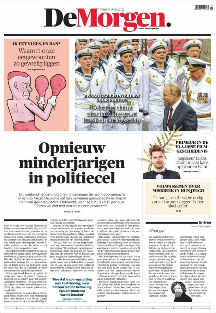 Portada de De Morgen (B&eacute;lgica)