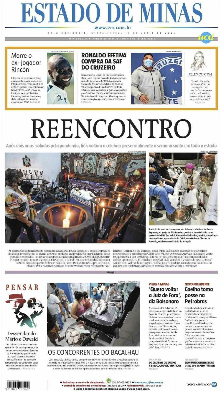 Portada de Jornal Estado de Minas (Brasil)