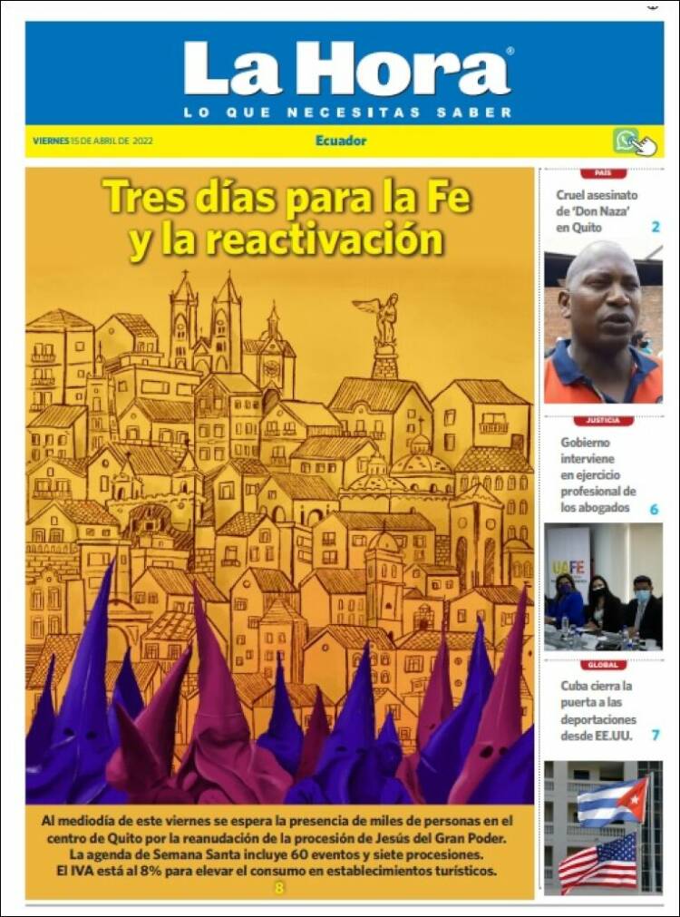Portada de La Hora - Ecuador (Ecuador)