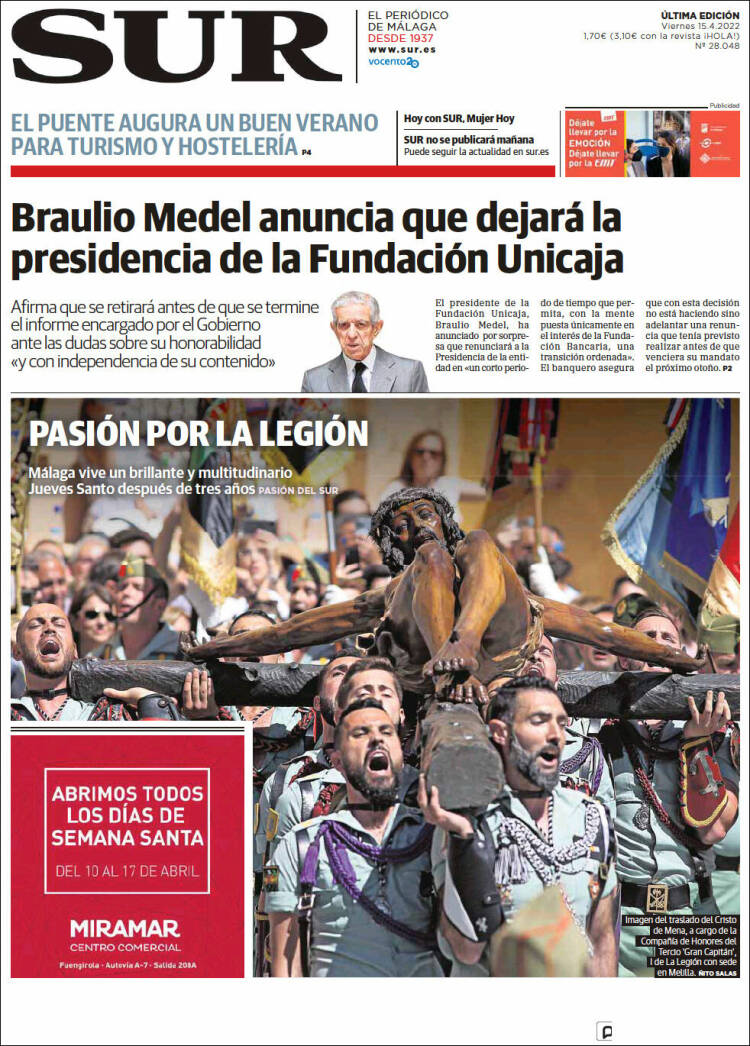 Portada de Diario el Sur (España)