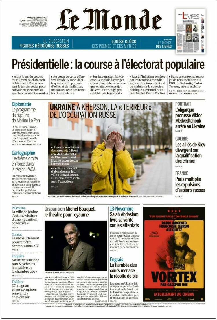 Portada de Le Monde (Francia)