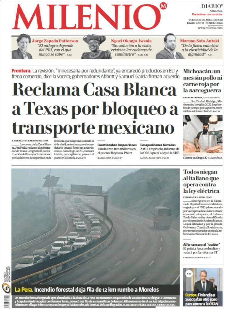 Portada de Milenio (Mexico)