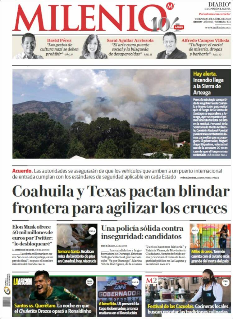 Portada de Milenio - Laguna (Mexico)