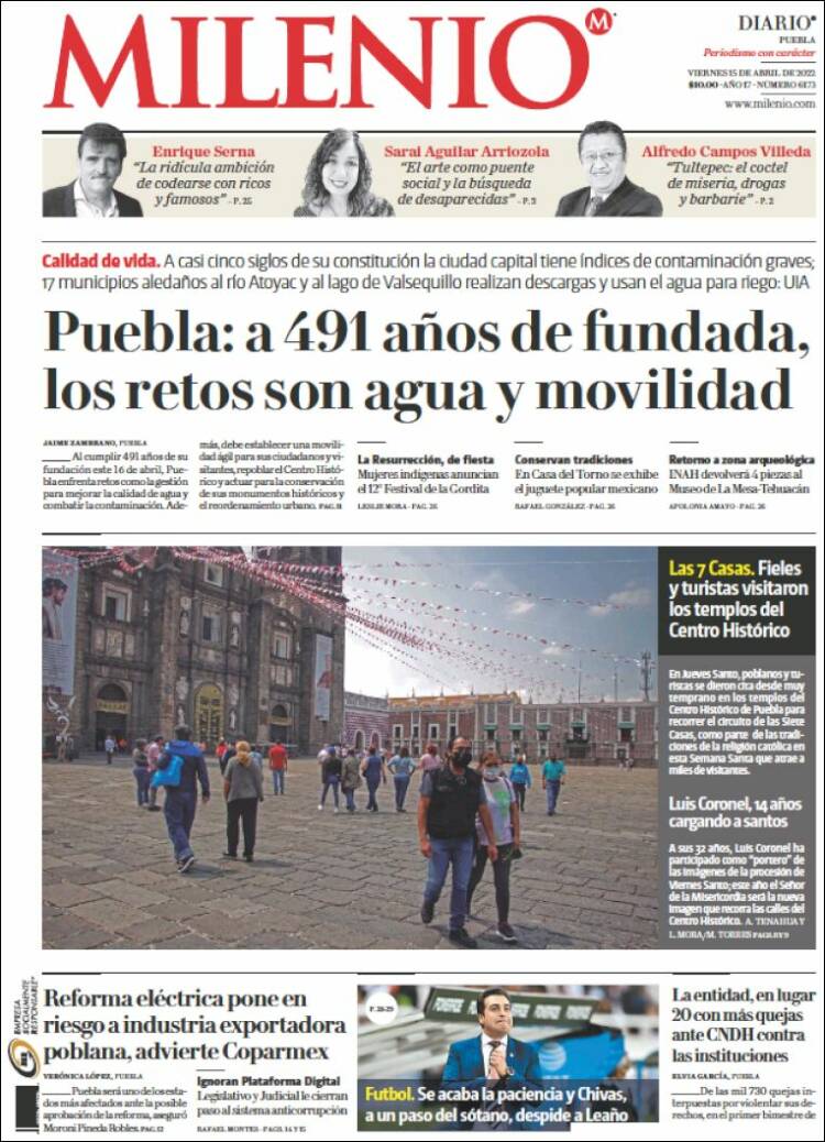 Portada de Milenio de Puebla (Mexico)