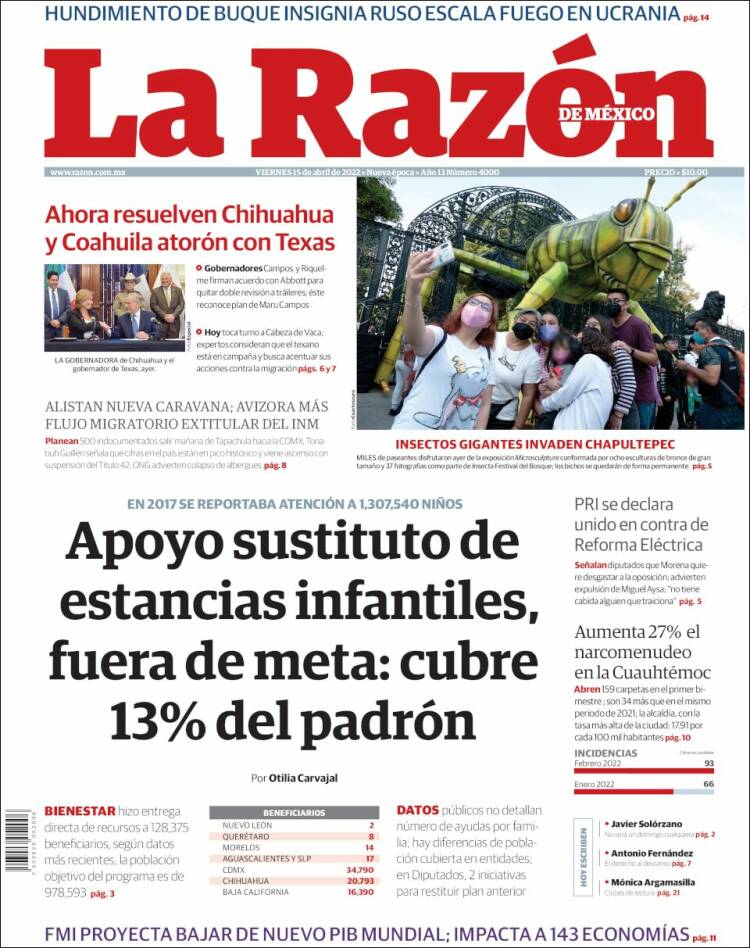 Portada de La Razón (Mexico)