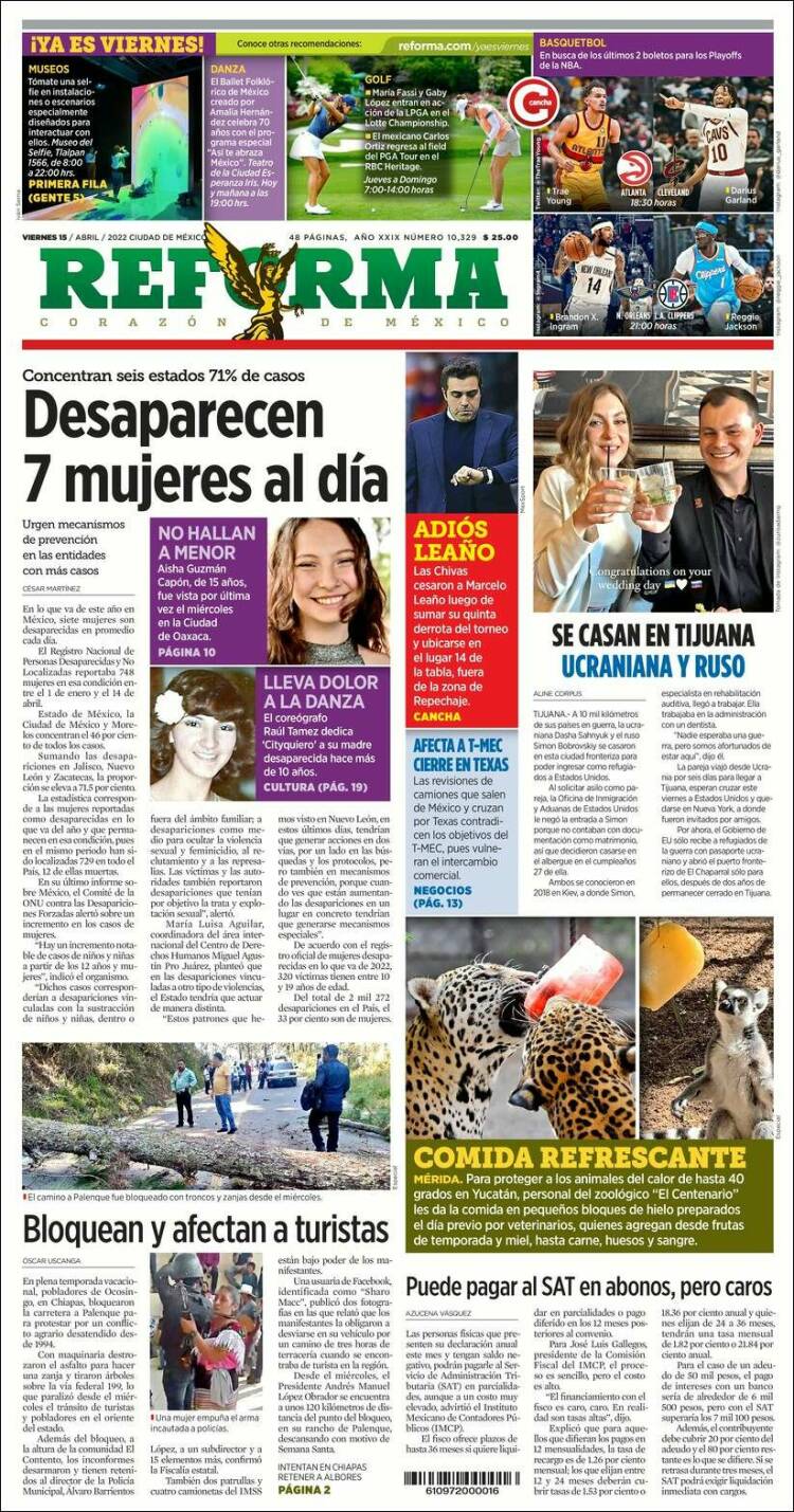 Portada de Reforma (Mexico)