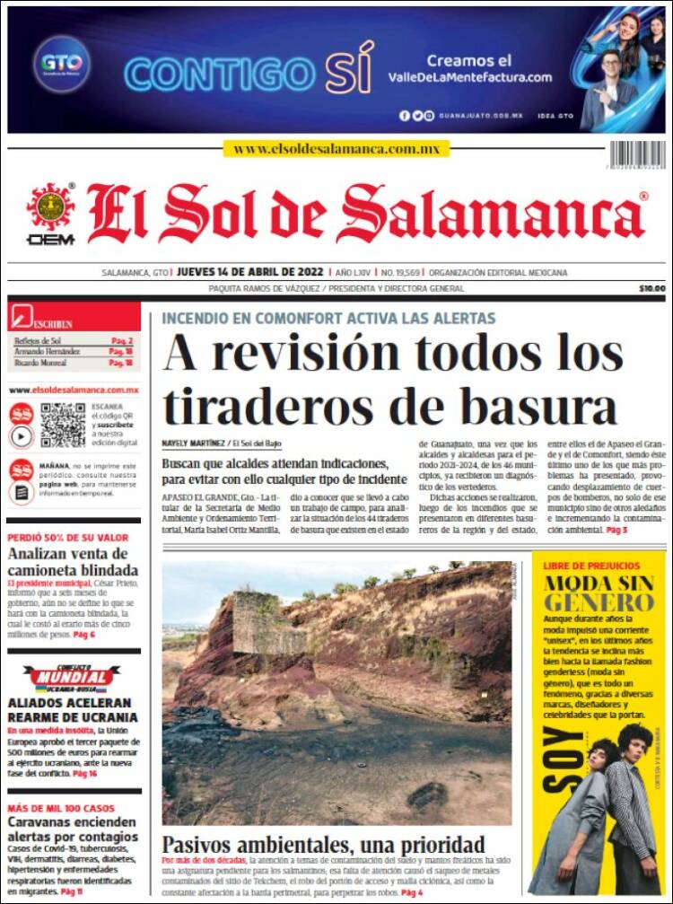 Portada de El Sol de Salamanca (Mexico)