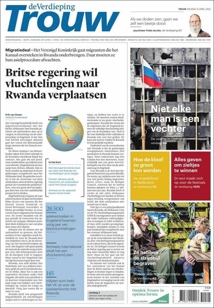 Portada de Trouw (Pa&iacute;ses Bajos)