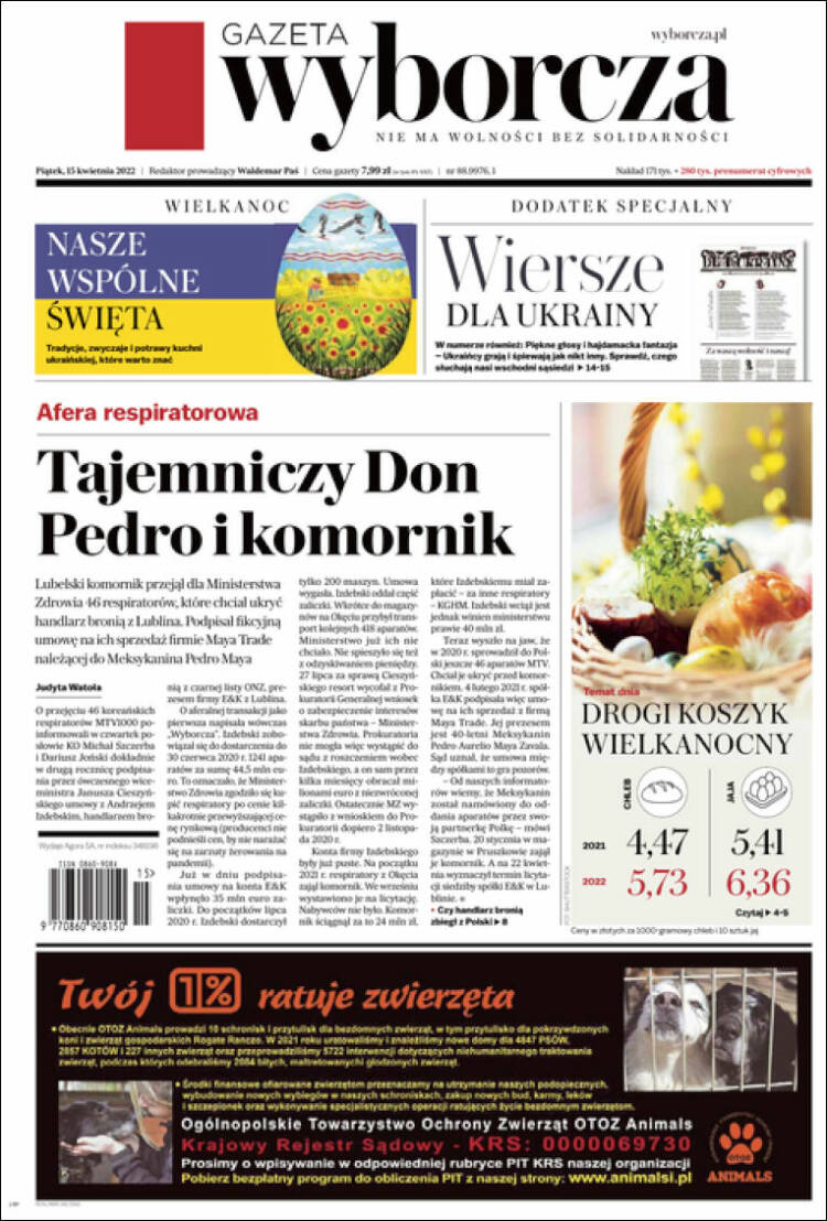 Portada de Gazeta Wyborcza (Polonia)
