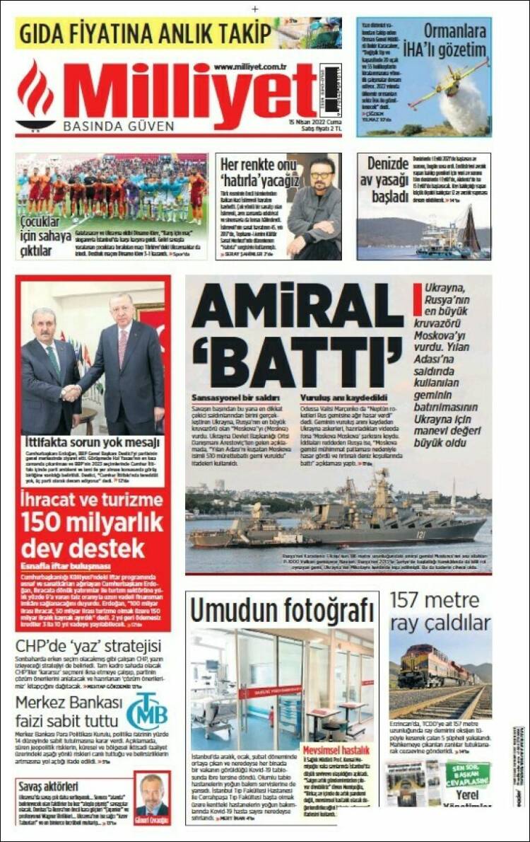 Portada de Milliyet (Turqu&iacute;a)