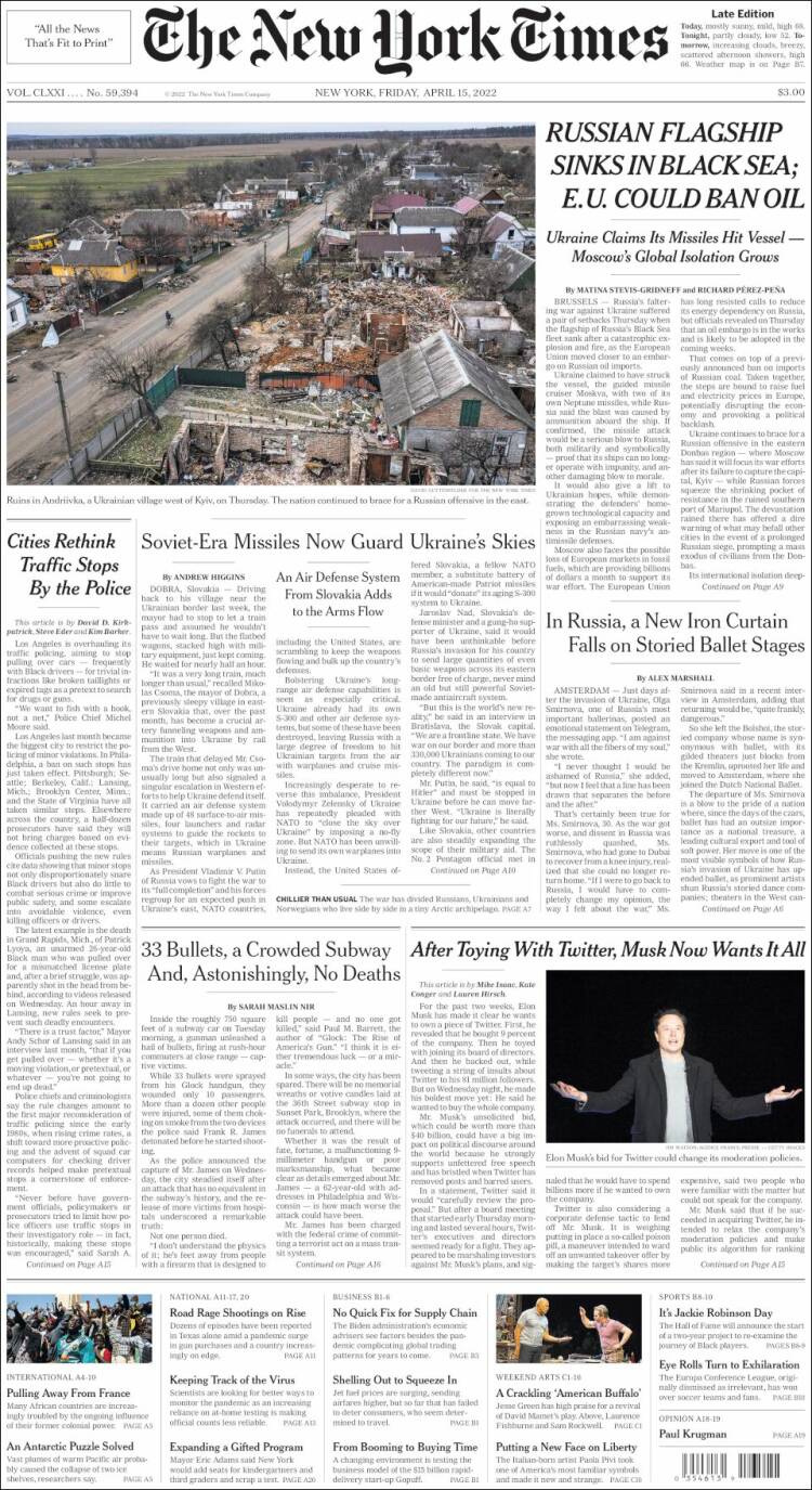 Portada de New York Times (USA)