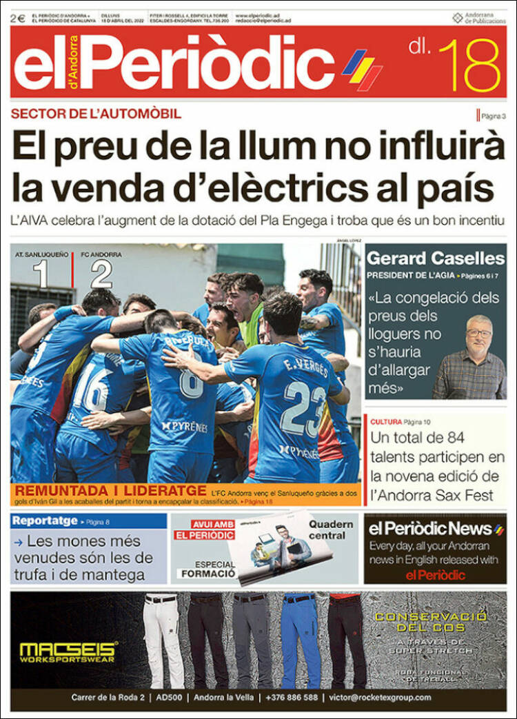 Portada de El Periòdic d'Andorra (Andorra)