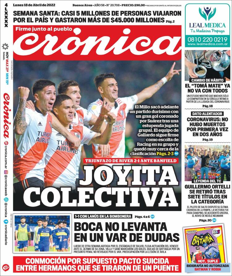 Portada de Crónica (Argentina)