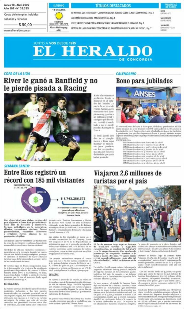 Portada de El Heraldo de Concordia (Argentina)