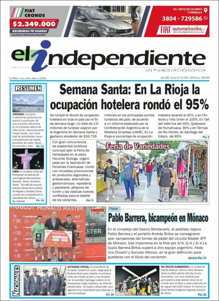 Portada de El Independiente (Argentina)