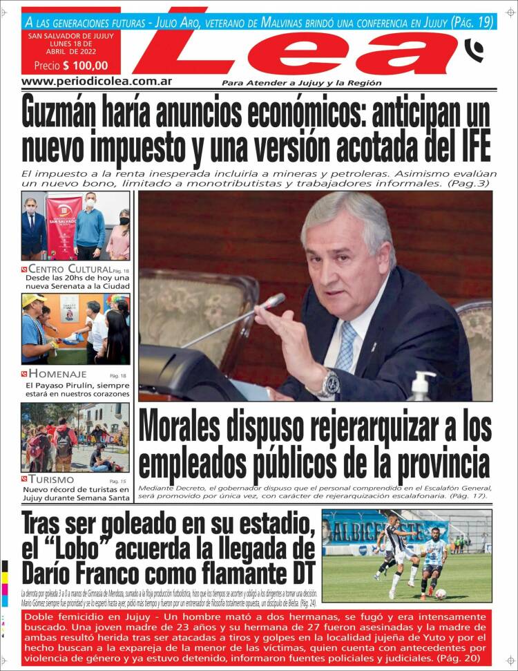 Portada de Periódico Lea (Argentina)