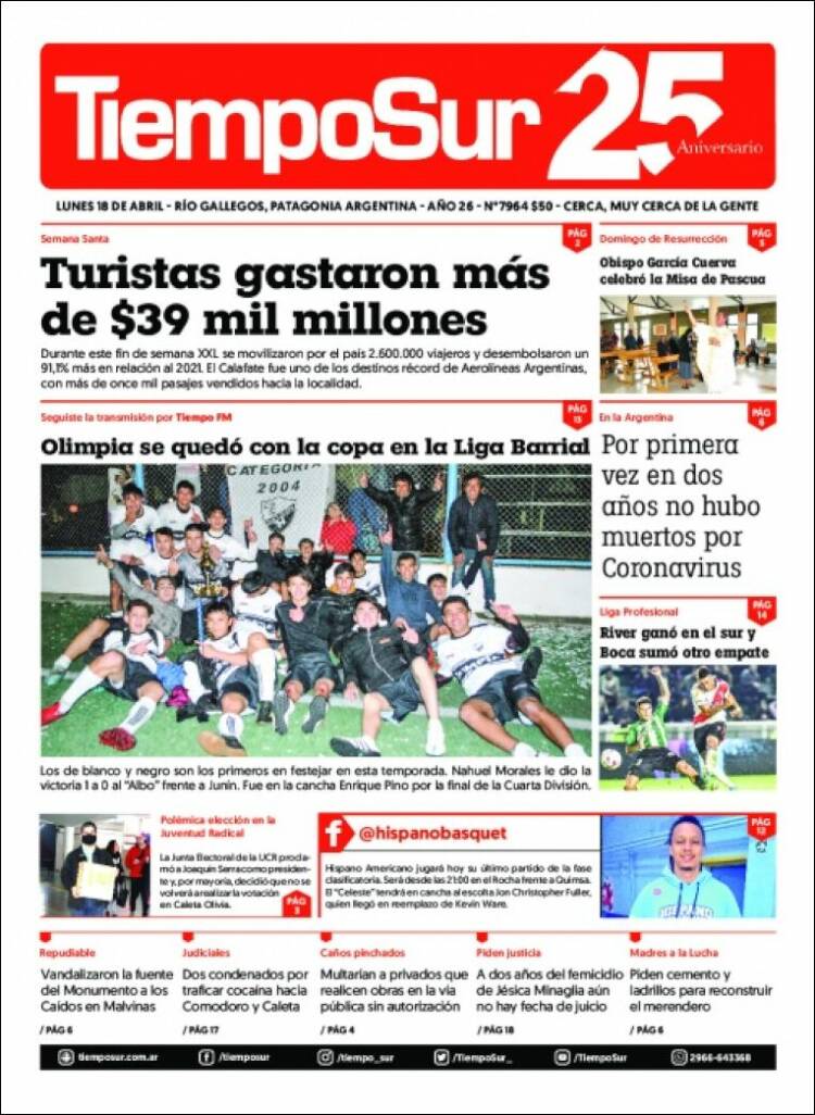 Portada de Tiempo Sur (Argentina)