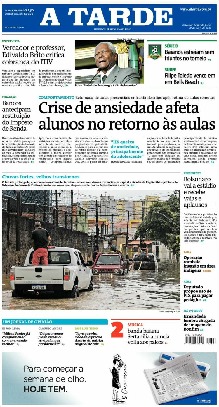 Portada de Diário A Tarde (Brasil)