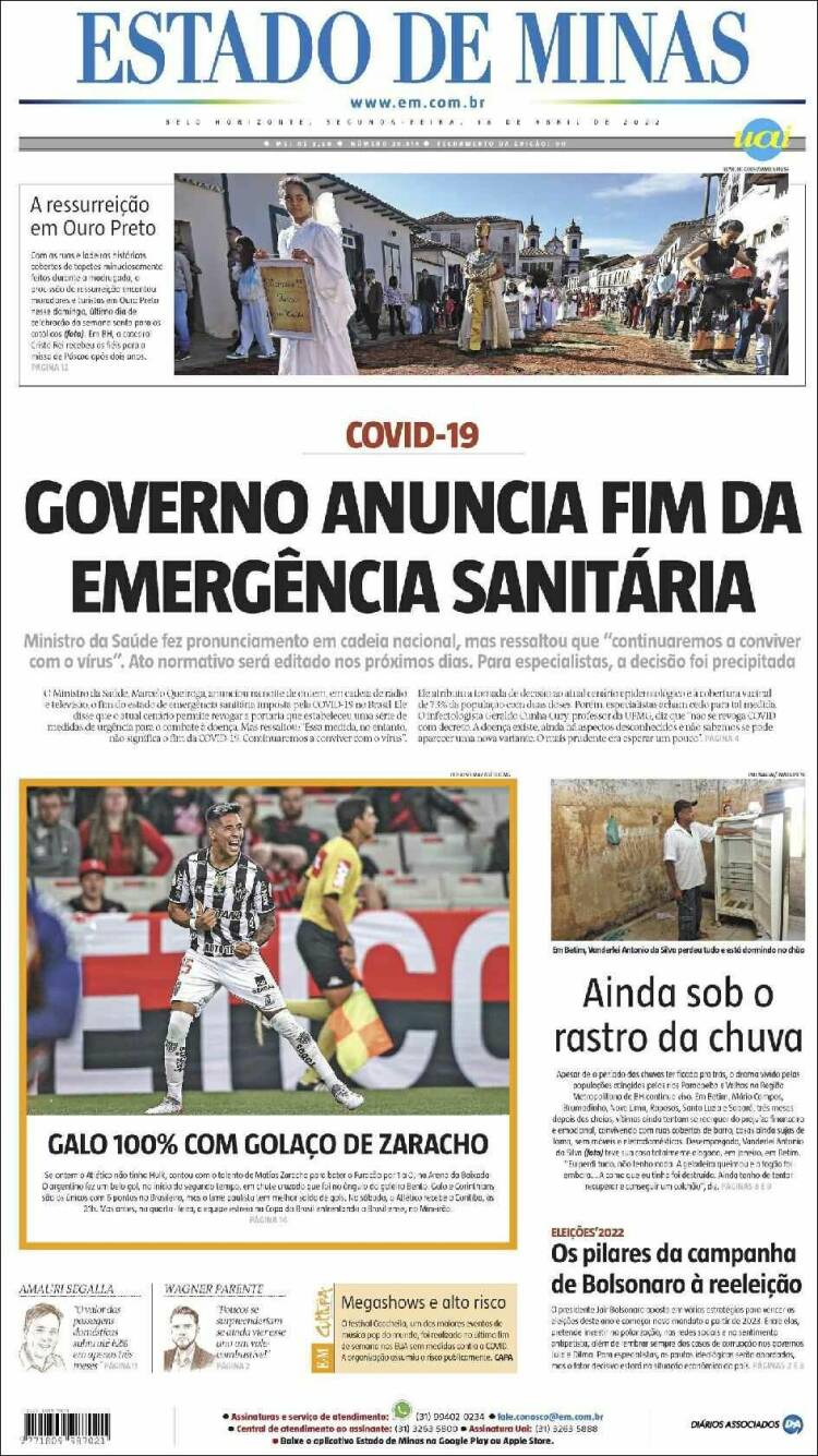 Portada de Jornal Estado de Minas (Brasil)