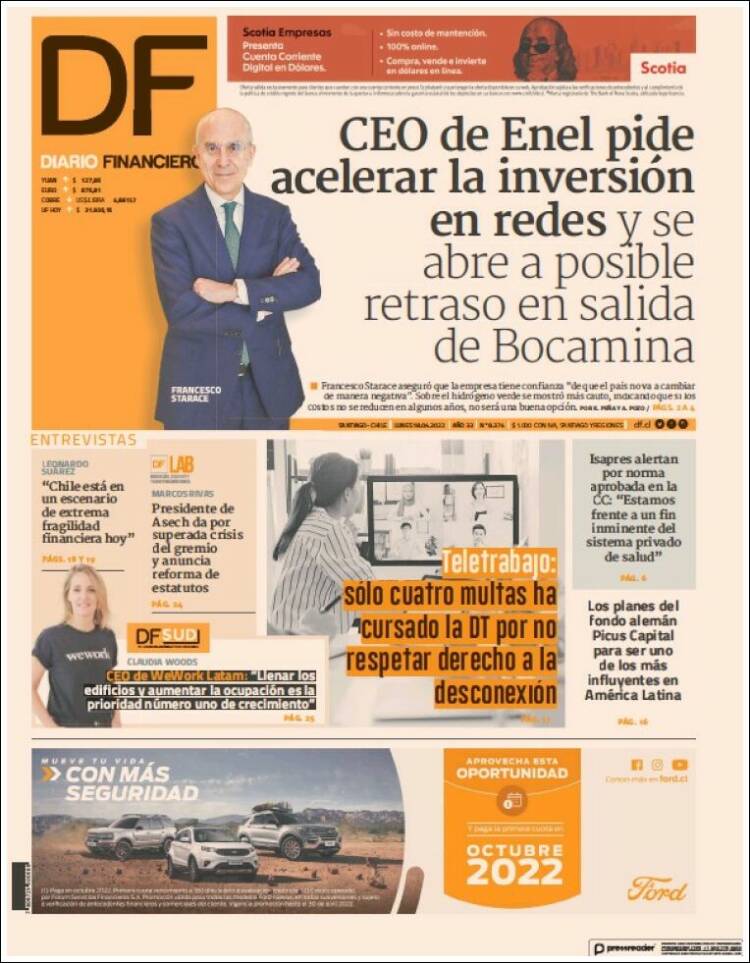 Portada de Diario Financiero (Chile)