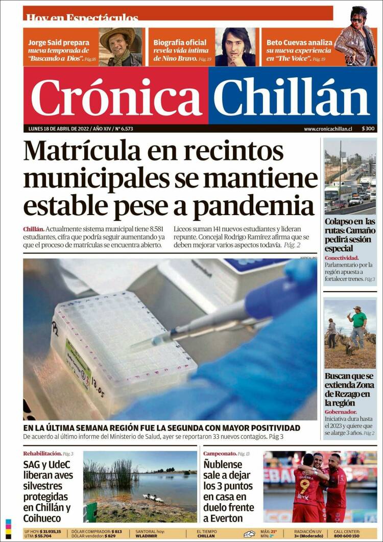 Portada de Crónica Chillán (Chile)