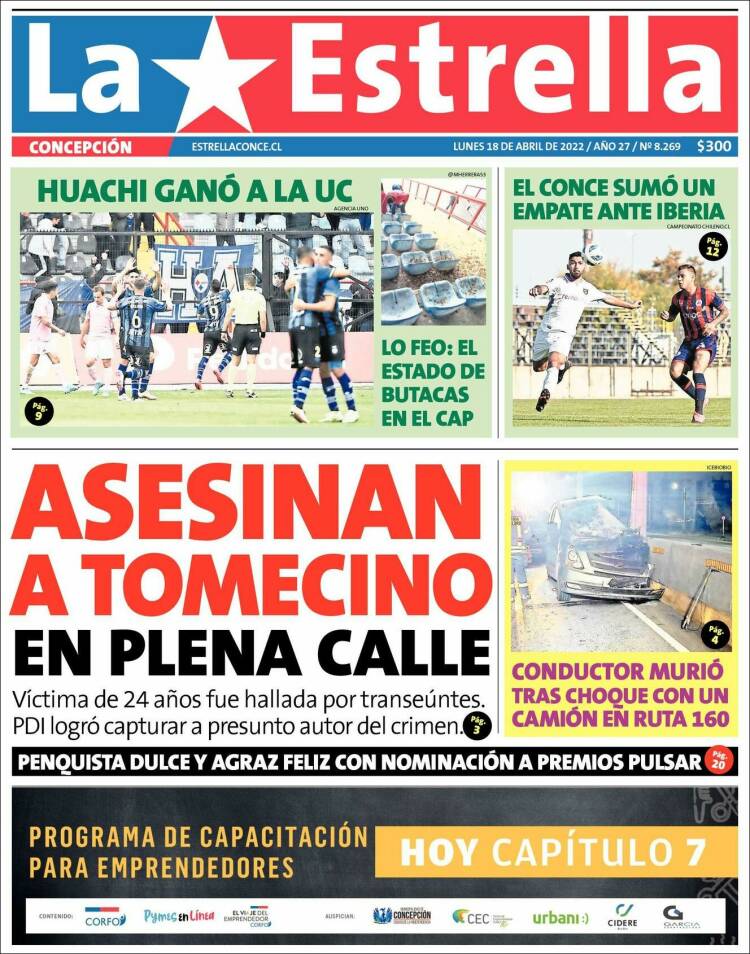 Portada de La Estrella de Concepción (Chile)