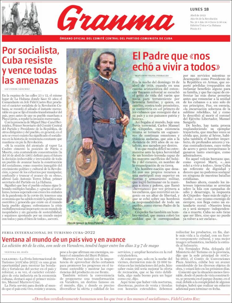 Portada de Granma (Cuba)