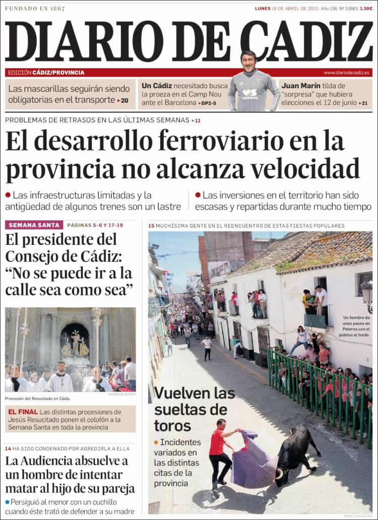 Portada de Diario de Cádiz (Espa&ntilde;a)